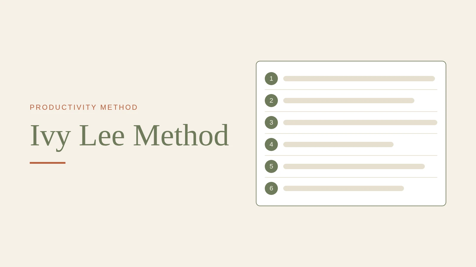 Ivy Lee Method: Pick Six Tasks and Rank Them for Tomorrow